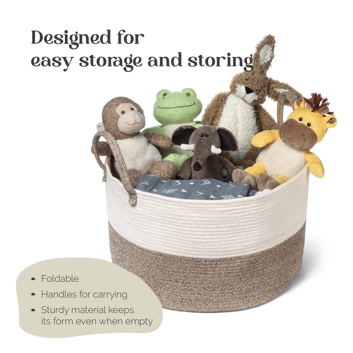 VERSAINSECT Extra Large Cotton Rope Storage Basket with Leather Handles - 22x22x14 Inch Nursery Organizer, Laundry Hamper for Toys, Blankets & Pillows - Dark Grey Home Decor for Bedroom, Playroom & Nursery Organization