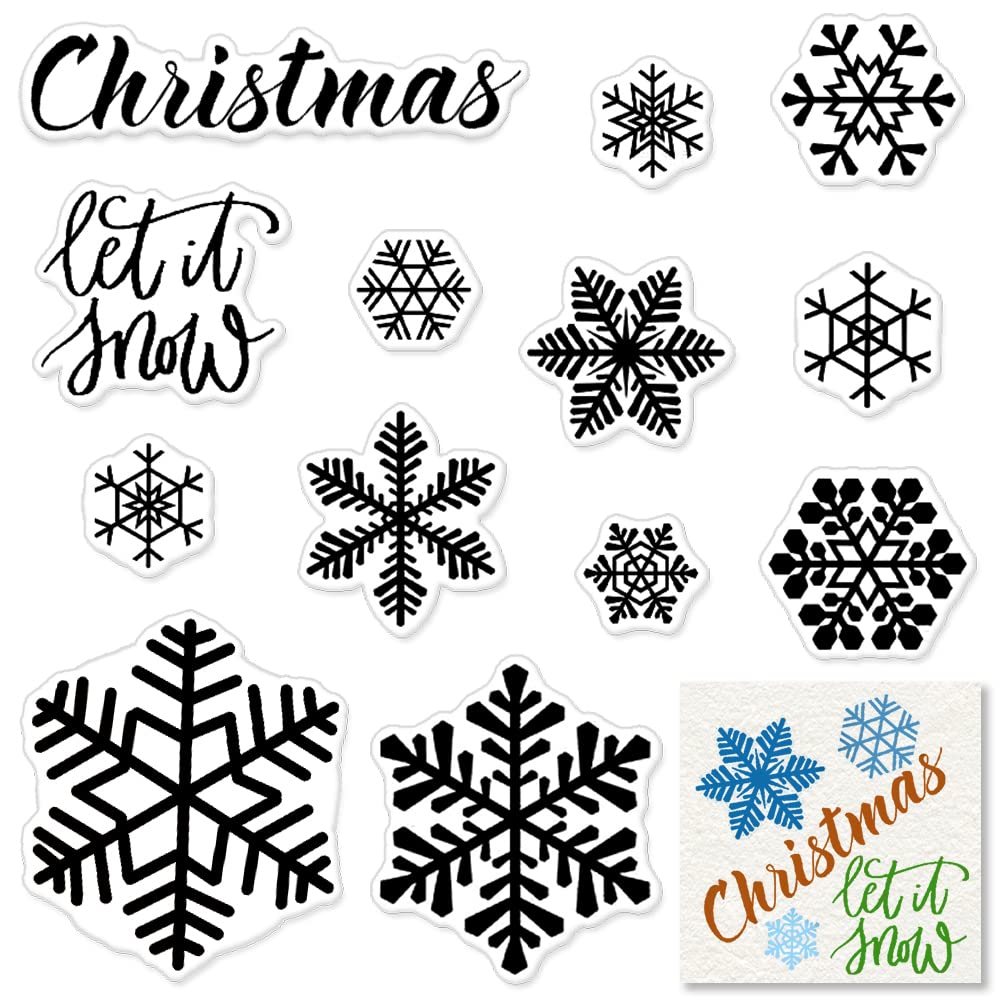 Christmas Clear Stamps for Card Making - Xmas Theme Winter Blessing Rubber Stamps with Snowflake Designs, DIY Scrapbooking Supplies for Holiday Cards, Photo Albums & Gift Tags | Perfect for Christmas Crafts, Journaling & Handmade Greetings