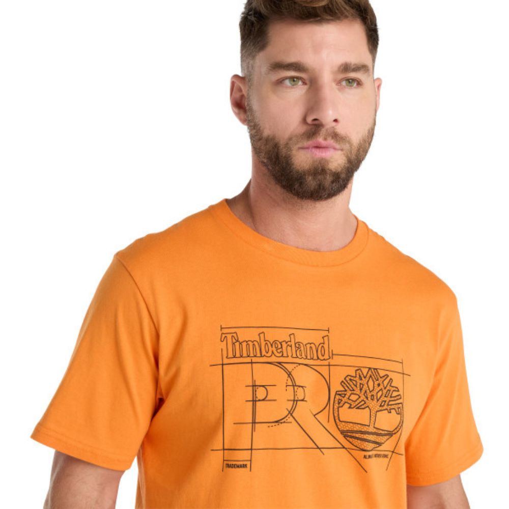 Timberland PRO® Men's Short Sleeve Work T-Shirt - Moisture Wicking, Durable & Comfortable (Orange) - Ideal for Construction, Landscaping & Outdoor Jobs