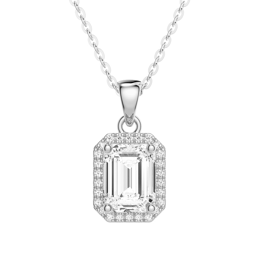 Emerald Cut Diamond Pendant & Asscher Cut Moissanite Stud Earrings Set - Luxury Jewelry Gift for Women - Perfect for Weddings, Anniversaries & Special Occasions