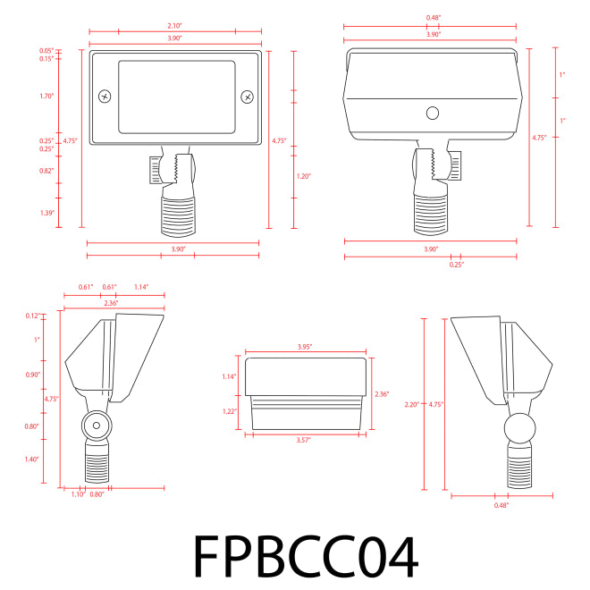 FPBCC04 Cast Brass 3CCT Adjustable 2W 7W Rectangular Built-In LED Flood Light - Low Voltage Outdoor Lighting Fixture for Garden, Pathway, and Landscape Illumination