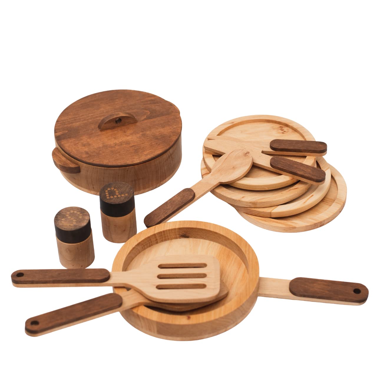 **Wooden Play Kitchen Dishes Set - Montessori Pretend Play Toys for Kids, Toddler Utensils & Cutting Board - Christmas Birthday Gift (Dishes Set for 2) - Perfect for Role Play, Learning & Gift Giving**