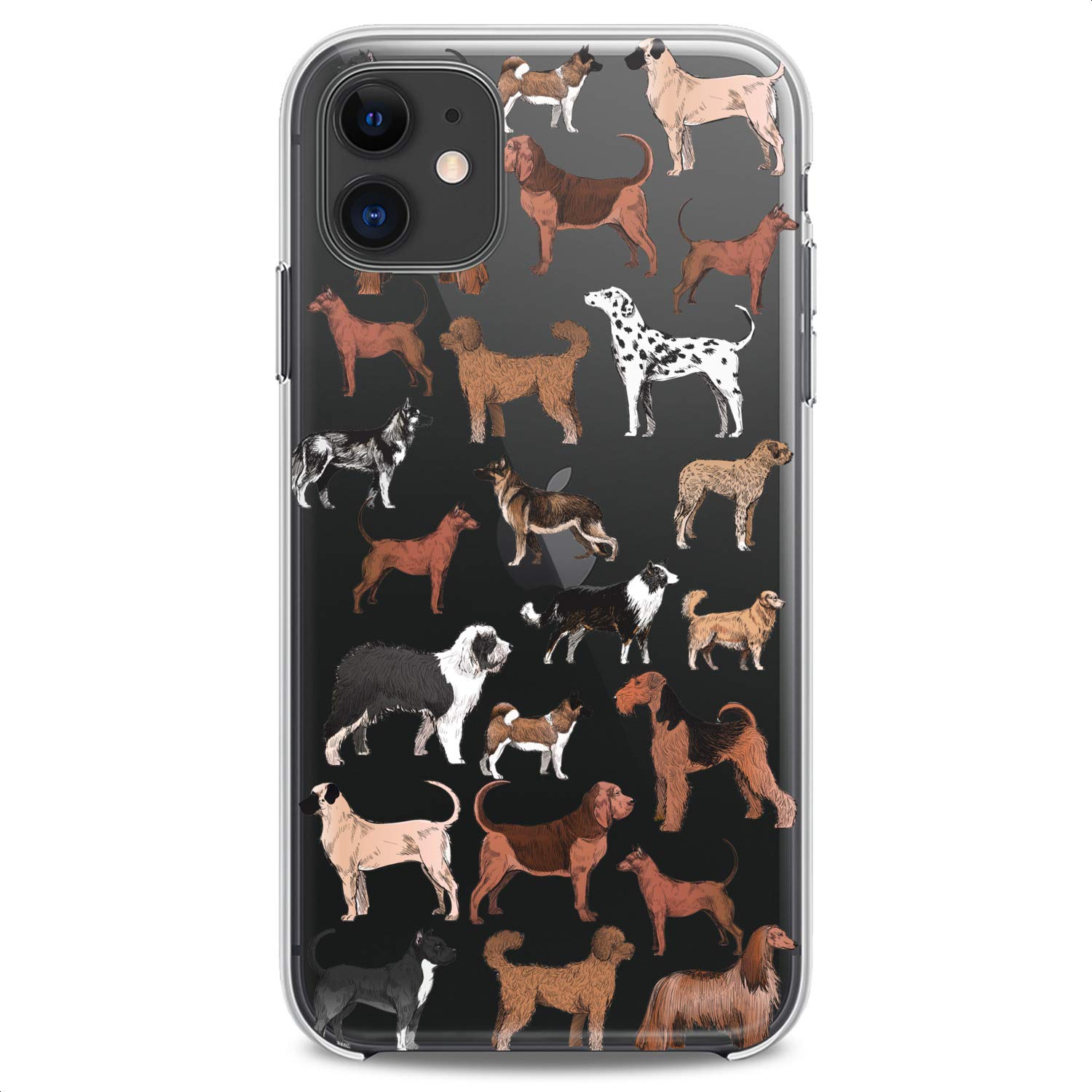 Durable Flexible TPU Phone Case for iPhone 16/15/14/13/12/11 Pro Max/Plus/Mini/XS/XR/X/8/7/6/5/SE - Cute Kawaii Animal Print Design for Women & Girls (Dogs, Silicone, Slim Fit, Clear) - Perfect for School, Work & Everyday Protection