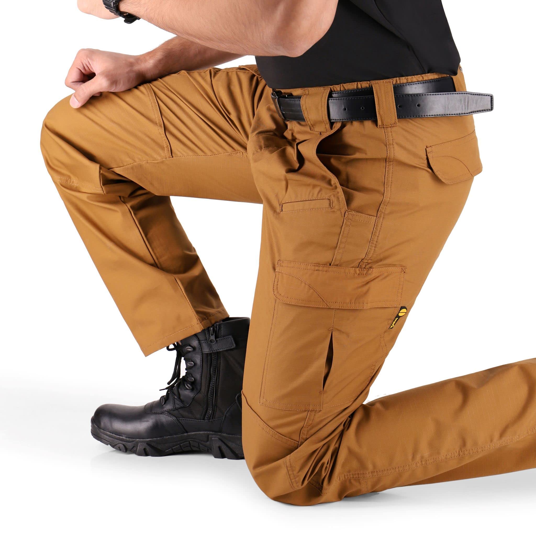 WHITEDUCK Men's Tactical Pants - Ripstop Stretch Water Resistant Cargo Work Pants with 13 Pockets for Military, Hiking & Outdoor Activities | Durable Tactical Trousers for Work, Camping & Adventure