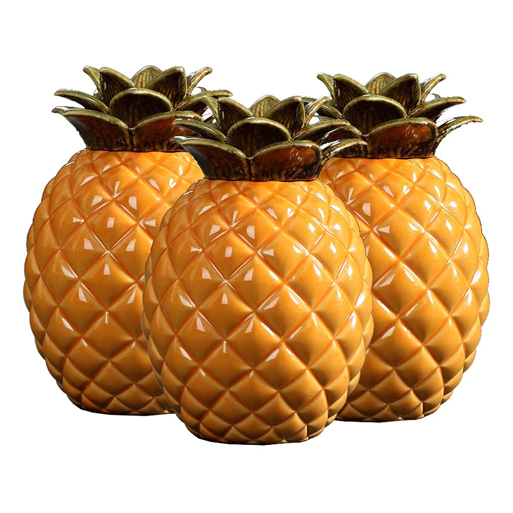 YXDO 3-Piece Ceramic Food Storage Containers Set - Airtight Pineapple Design Canisters for Candy, Cookies & Kitchen Pantry Organization | Perfect for Baking, Snacks & Home Decor