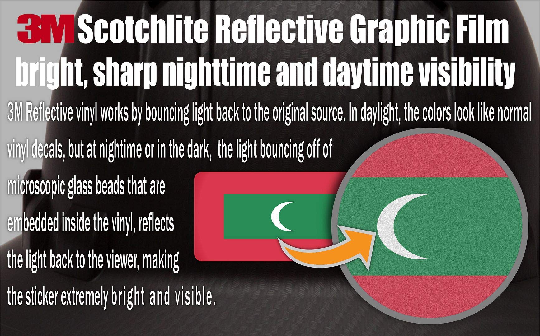 3M Reflective Maldives and US Flag Stickers (Pack of 10) - High Visibility Safety Decals for Hard Hats, Laptops, Bikes & Toolboxes - Perfect for Night Safety, Work Zones and Outdoor Adventures