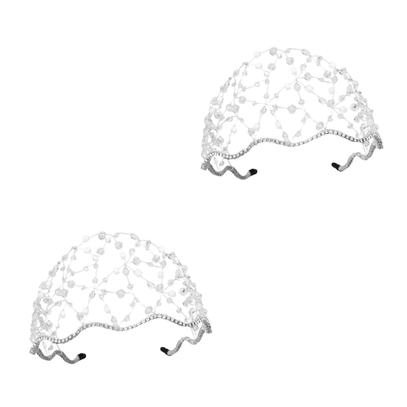 Minkissy 2 Pack Rhinestone Mesh Headbands - Sparkling Wedding Hair Accessories for Brides, Prom, Pageants & Special Occasions | Elegant Hair Crowns & Hairpieces for Women's Formal Events