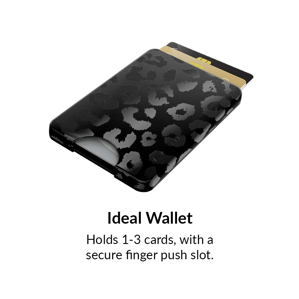 Black Leopard MagSafe Wallet for iPhone 12/13/14 Pro Max - Slim RFID Blocking Leather Card Holder with Strong Magnet - Perfect for Travel, Shopping & Everyday Use