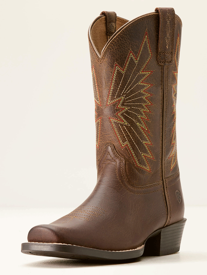 Ariat 10053623 Kids Decatur Western Boot - Honey Bee Bark Leather Cowboy Boots for Boys & Girls - Perfect for Rodeo, Horse Riding & Western Fashion