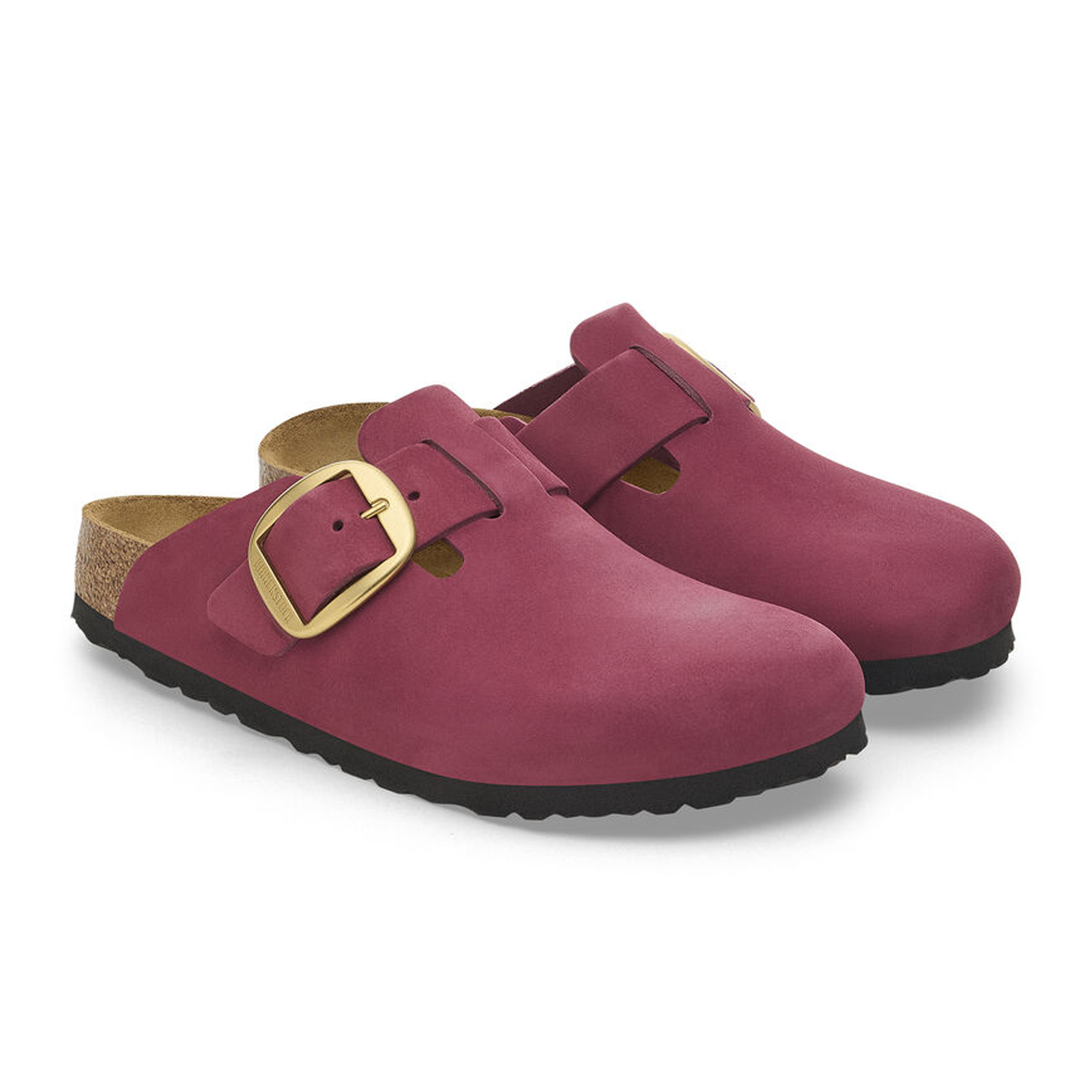 Birkenstock Boston Big Buckle Narrow Clog for Women - Berry Crush Nubuck Leather Comfort Shoes | Slip-On House Shoes for Relaxing at Home, Casual Outfits & Errands