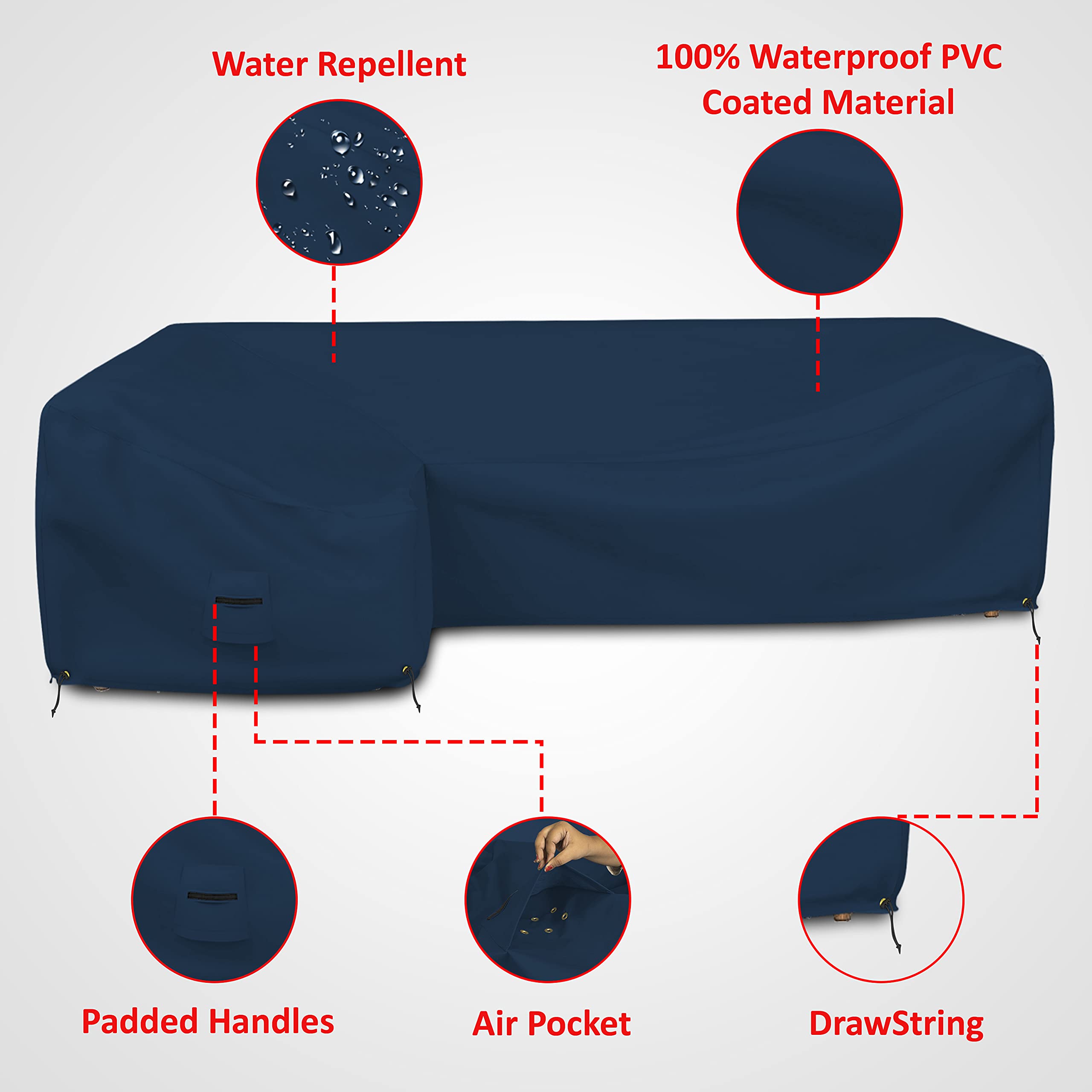 Waterproof 12 Oz PVC Coated Patio Sectional Sofa Cover - 83