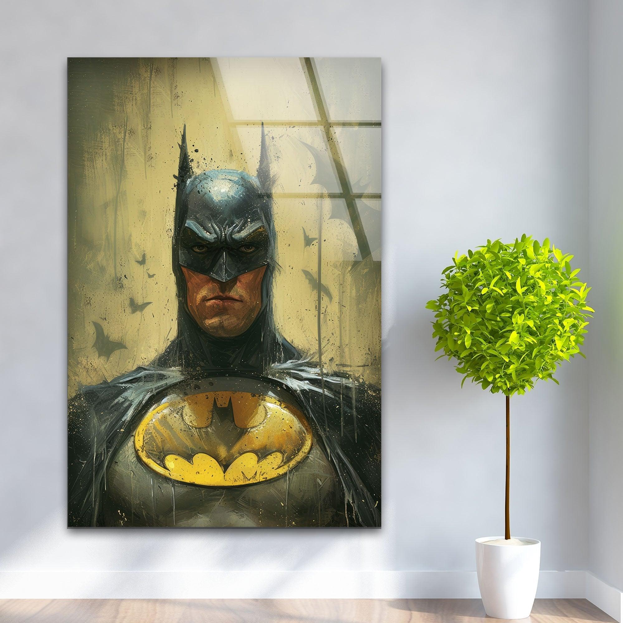 Batman Glass Wall Art - Stunning Superhero Decor for Home & Office - Perfect for Living Room, Bedroom, or Man Cave