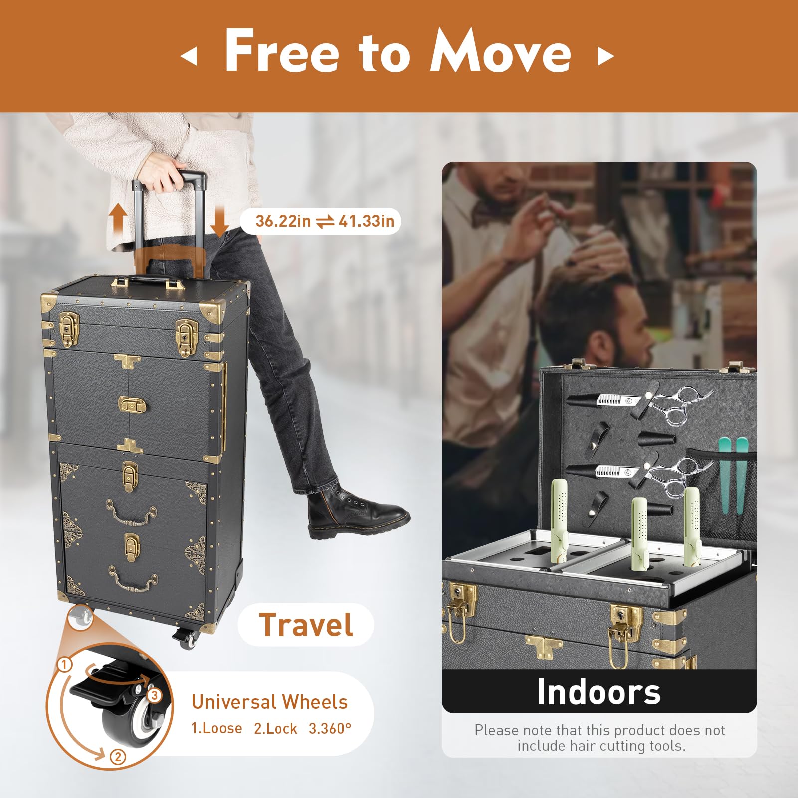 Professional Rolling Beauty Salon Toolbox - Lockable Makeup Train Case with Hair Dryer Stand & Trolley Wheels - Portable Cosmetic Storage Organizer for Hairstylists, Barbers & Makeup Artists - Perfect for Salon, Travel & Mobile Beauty Services
