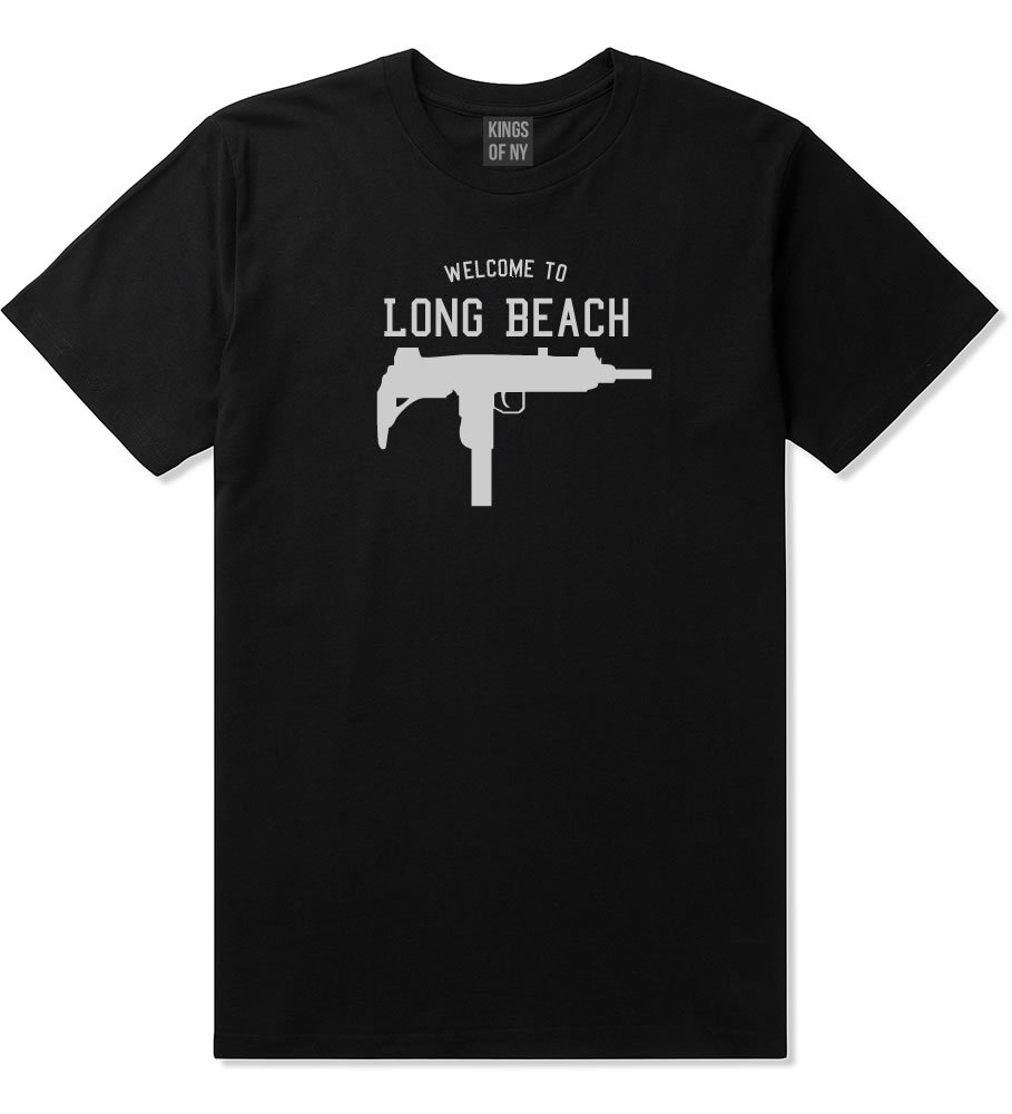 Long Beach Uzi Machine Gun NYC Graphic T-Shirt - Cool Streetwear for Urban Fashion & Hip Hop Fans | Perfect for Concerts, Parties & Casual Wear