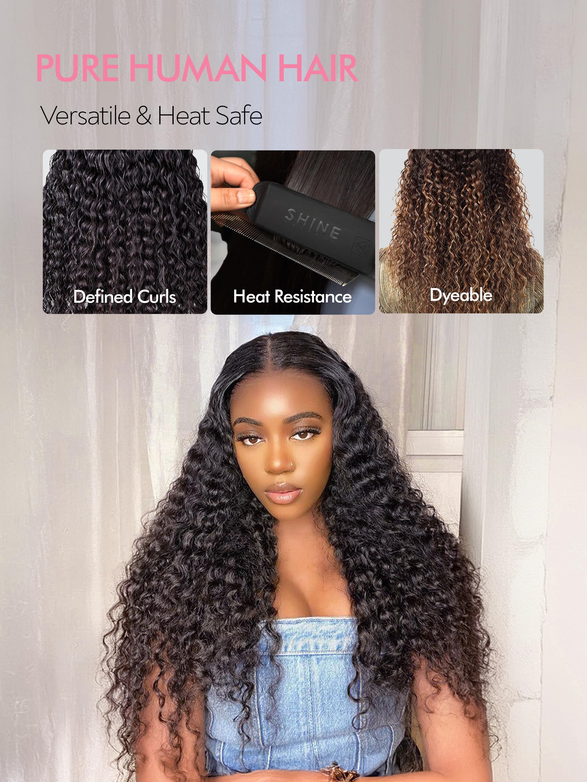 Deep Wave Lace Front Wigs Human Hair 7x5 HD Lace Pre-Plucked Glueless Wigs 200% Density 22inch - Natural Black Women Wigs for Christmas Gifts, Parties & Daily Wear