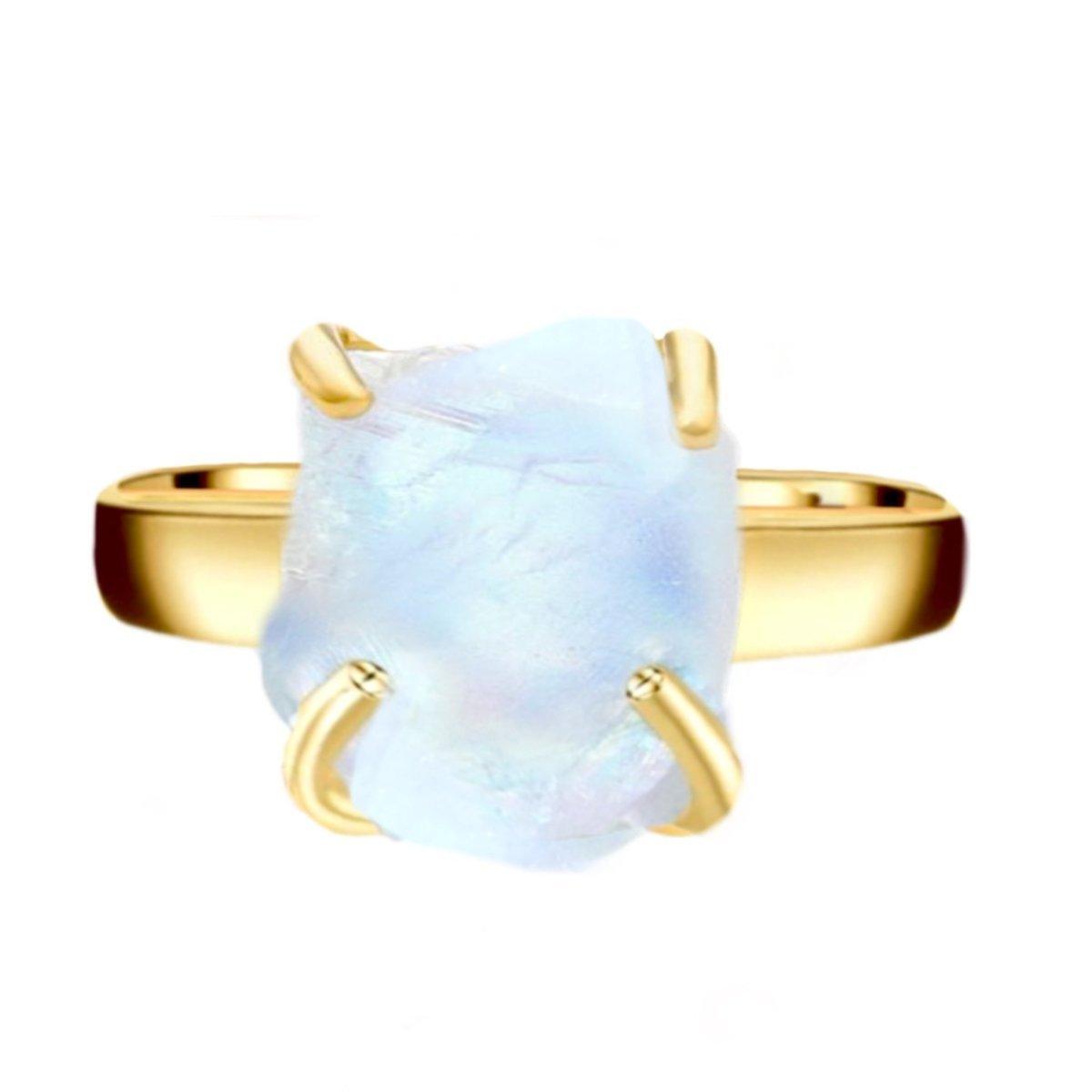14K Gold Moonstone Ring - Raw Moonstone Crystal Ring for Women, Elegant Boho Jewelry, Perfect for Everyday Wear, Gifts & Special Occasions