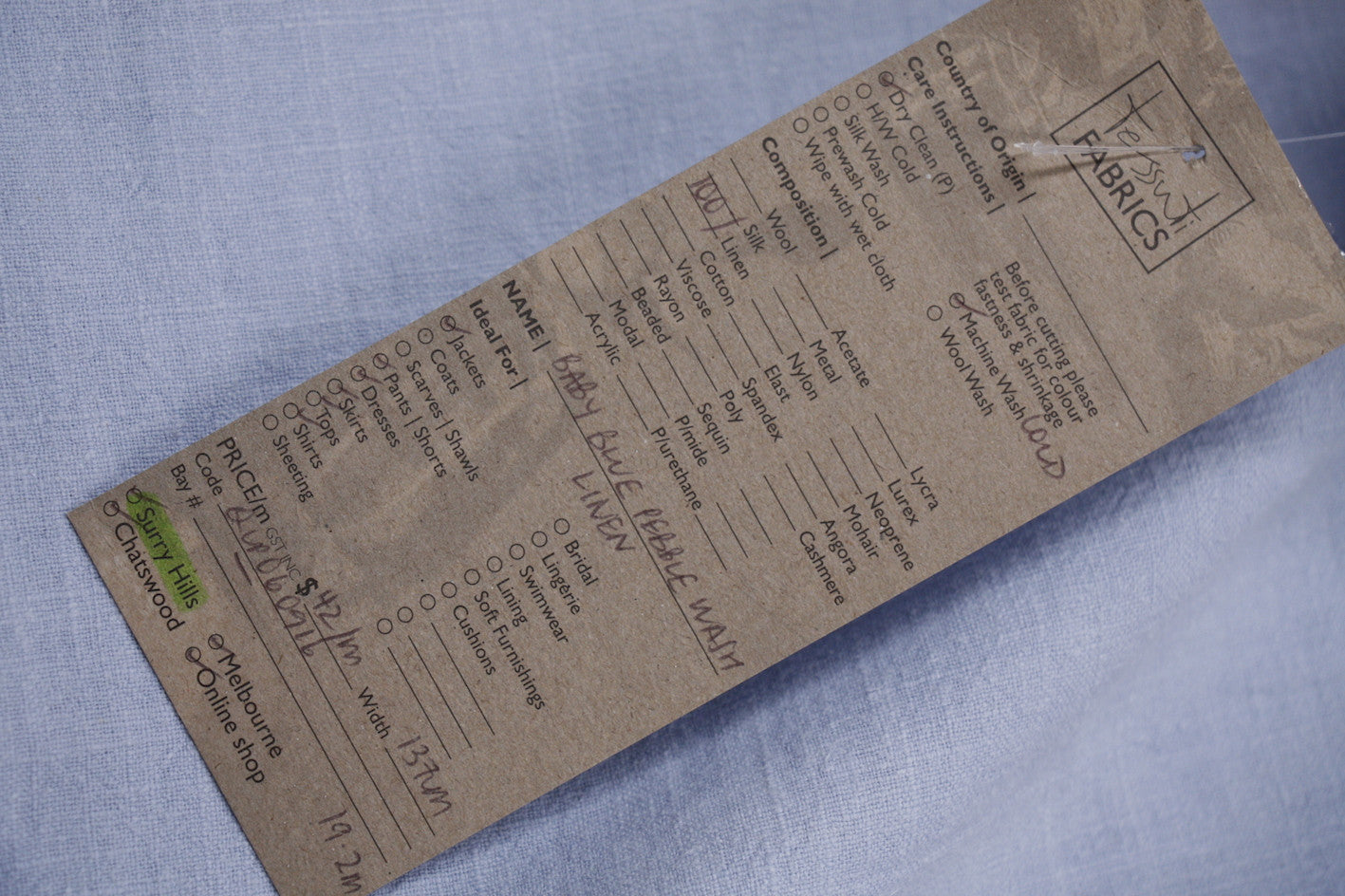 Soft Baby Blue Pebble Wash Linen Fabric - Perfect for DIY Home Decor, Clothing & Craft Projects