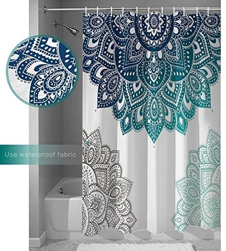 Mandala Gradient Shower Curtain Liner - 72x84 Inch Waterproof Bathroom Decor with Elegant Design for Home, Spa, and Holiday Decorations (Christmas, Thanksgiving, New Year)