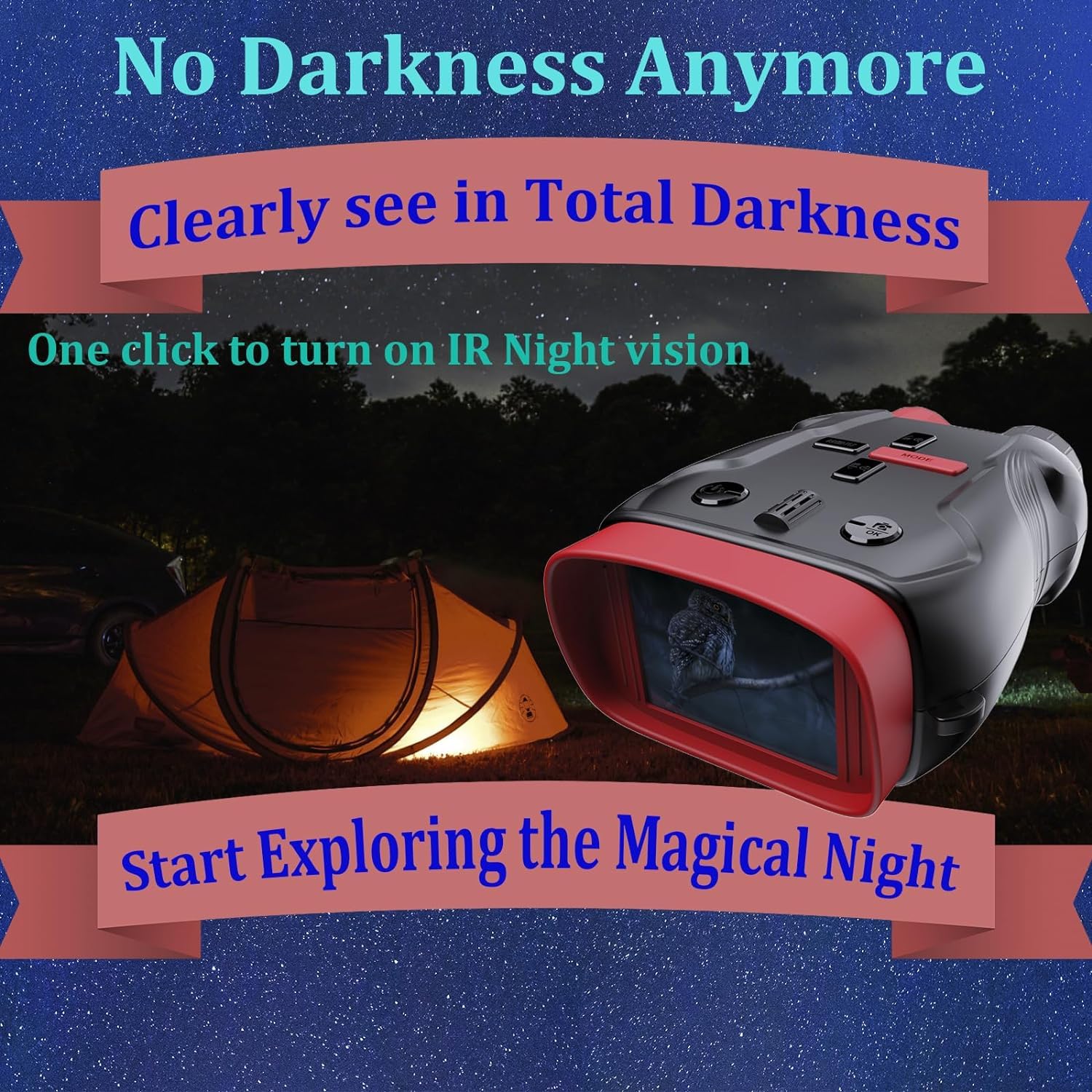 Kids Night Vision Goggles & Camera Binoculars with 5X Zoom & 32GB Card - Best Gift for Boys Girls Ages 5+ | Outdoor Adventure, Camping, Wildlife Exploration