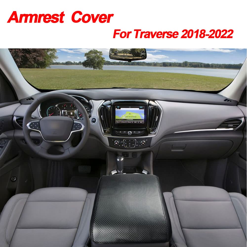 Premium Car Armrest Cover for Chevrolet Traverse 2018-2022 - Genuine Leather Center Console Protector with Black Stitching | Interior Accessories for Comfort & Vehicle Protection | Perfect for Daily Commute, Road Trips & Long Drives