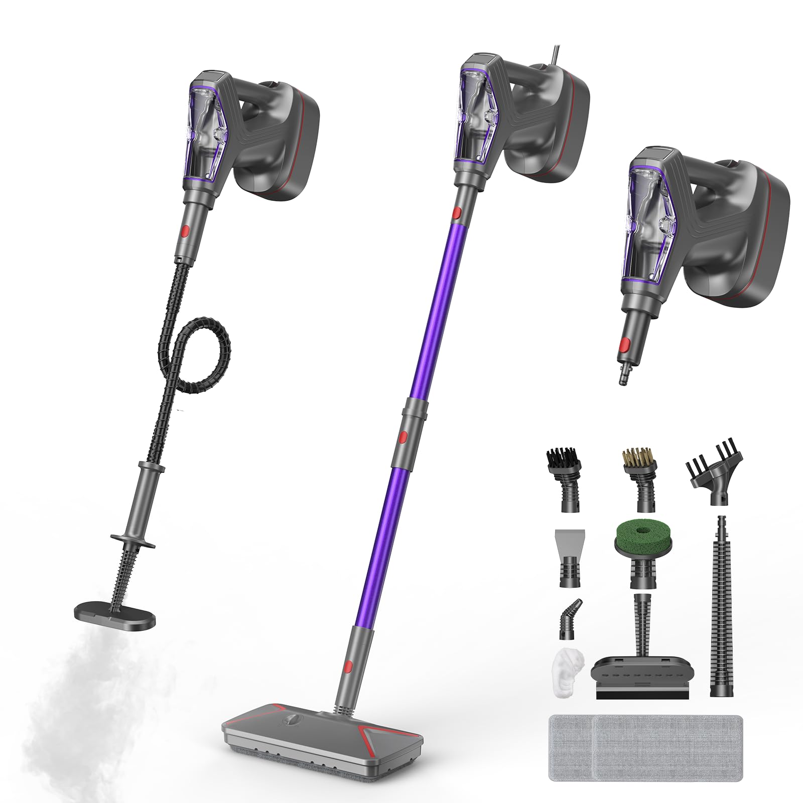 **29-in-1 Heavy Duty Steam Mop for Floor Cleaning – Powerful Handheld Steam Cleaner for Hardwood, Tile, Laminate & Marble | Auto & Manual Steam for Kitchen, Bathroom, Car, Windows & Grout | Wall Mount & Wire Box Included | Perfect for Deep Cleaning & Sanitizing**