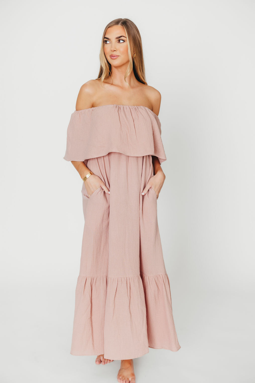 Josie 100% Cotton Maxi Dress in Rose - Bump & Nursing Friendly Maternity Dress for Pregnancy & Breastfeeding | Perfect for Casual Wear, Baby Showers & Nursing Outings
