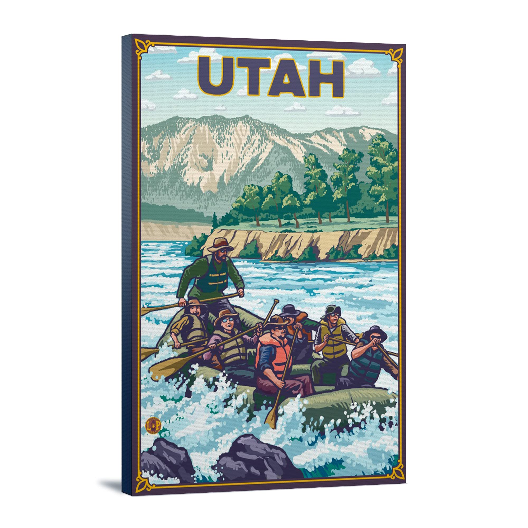 Lantern Press River Rafting Utah Wall Art - 16x24 Wrapped Canvas Print for Home & Office Decor - Perfect for Living Room, Bedroom or Gift