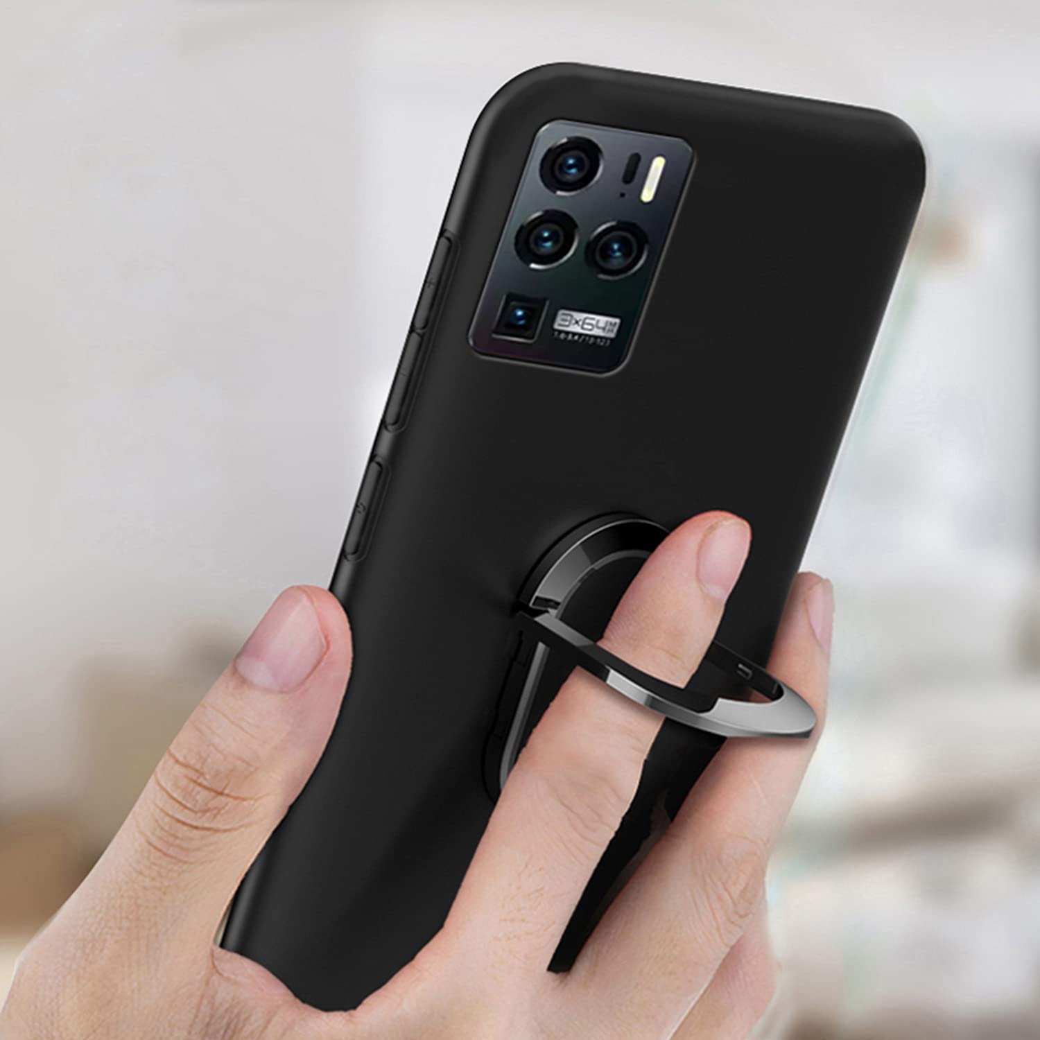 ZMONE Slim Fit TPU Case for ZTE Axon 30 Ultra 5G - Ultra Thin Matte Protective Phone Cover with Magnetic Ring Kickstand (Black) | Perfect for Work, Travel & Everyday Use