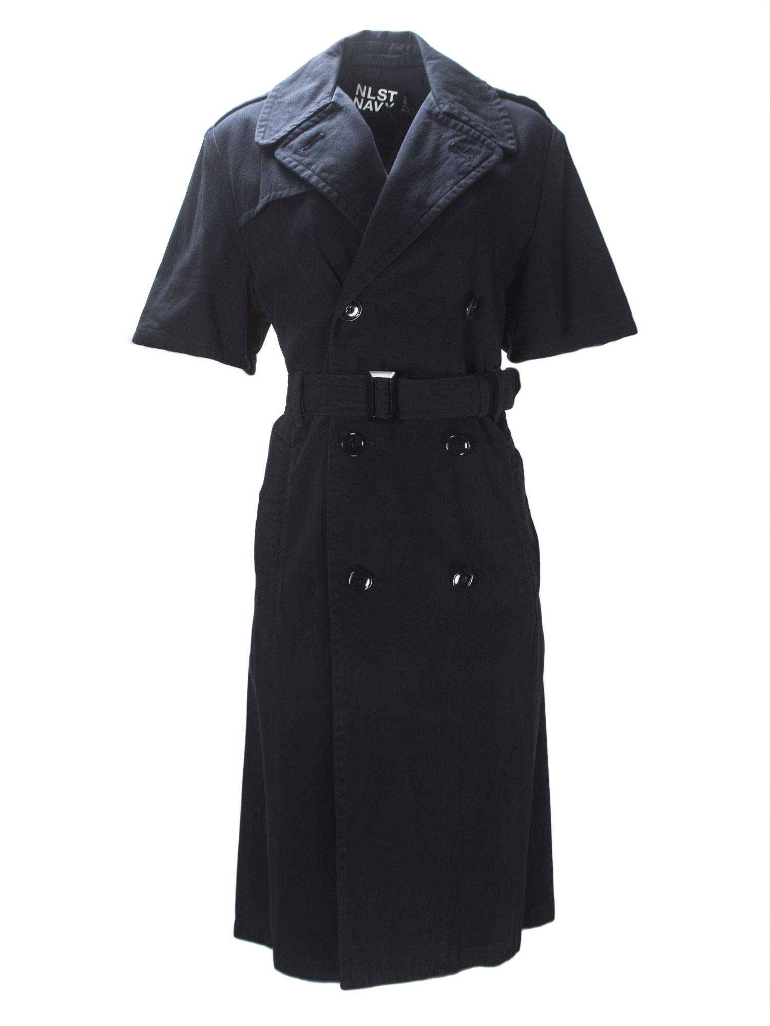 Women's Navy Blue Short Sleeve Trench Coat - Medium Size | Perfect for Spring & Summer Fashion, Office Wear, and Casual Outings