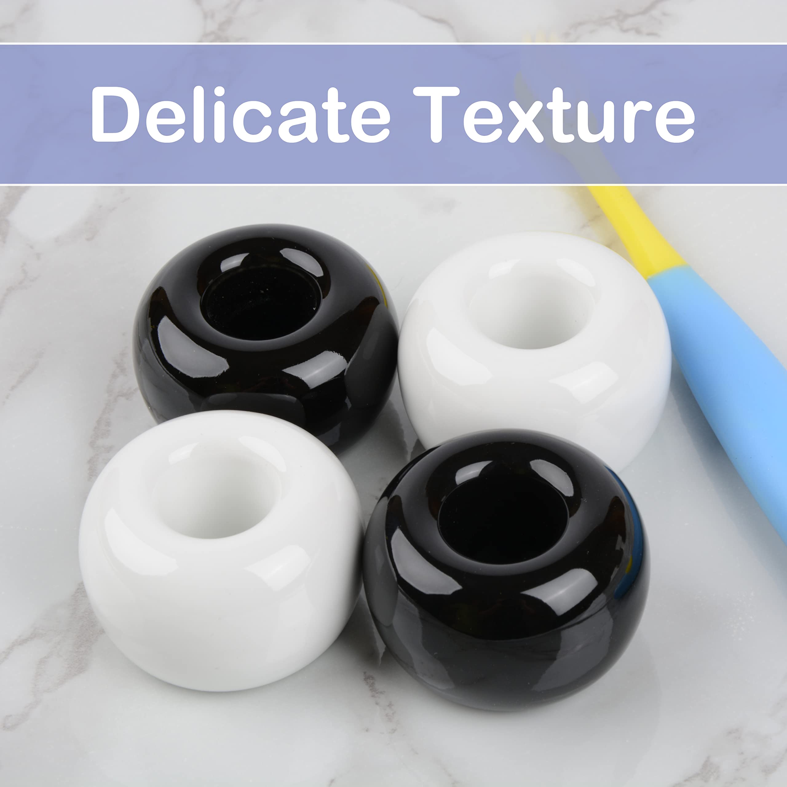 Ceramic Toothbrush Holder Set - 4-Piece Bathroom Organizer for Couples, Kids & Shavers - Durable Black & White Countertop Storage - Perfect for Bathroom Vanity, Sink Counter or Writing Desk