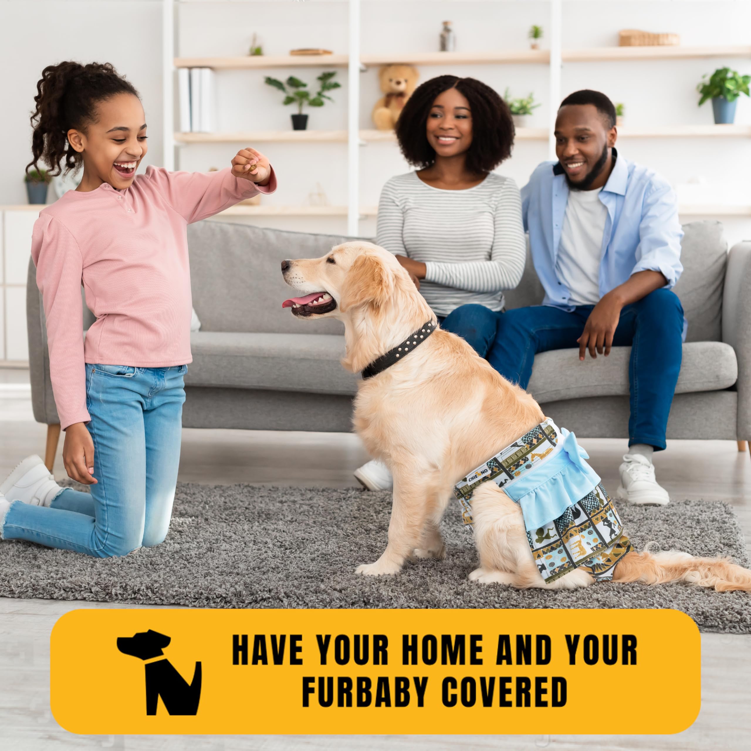 3Pcs Washable Reusable Dog Diapers for Female Dogs X-Small - Premium Absorbent Leak-Proof Puppy Diapers for Heat Cycle & Potty Training - Perfect for Small Breeds at Home or Travel