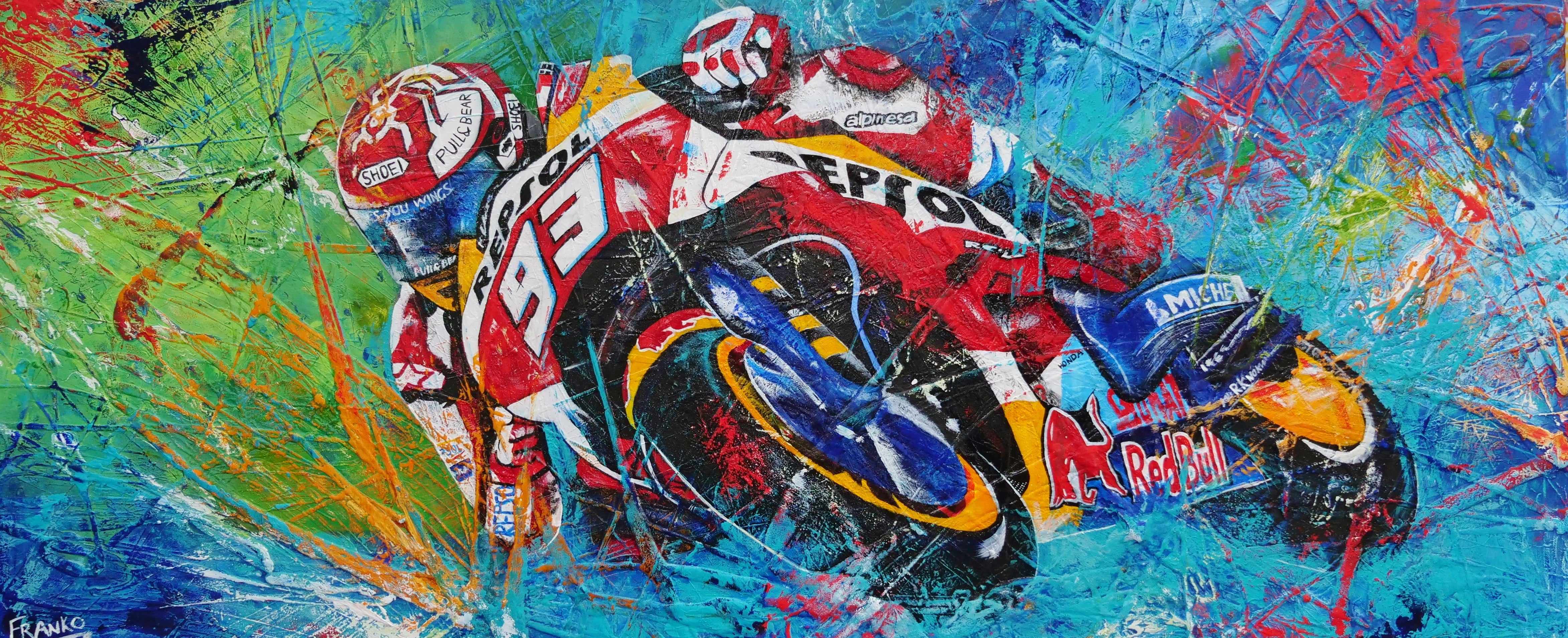 Marc Marquez Textured Abstract Realism Painting - 93