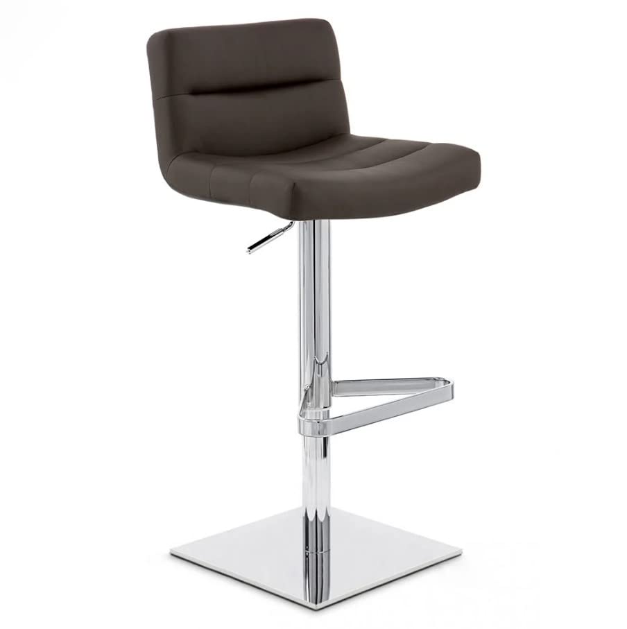 Adjustable Height Swivel Bar Stool with Lattice Square Base - Brown - Perfect for Kitchen Islands, Home Bars & Modern Dining Areas
