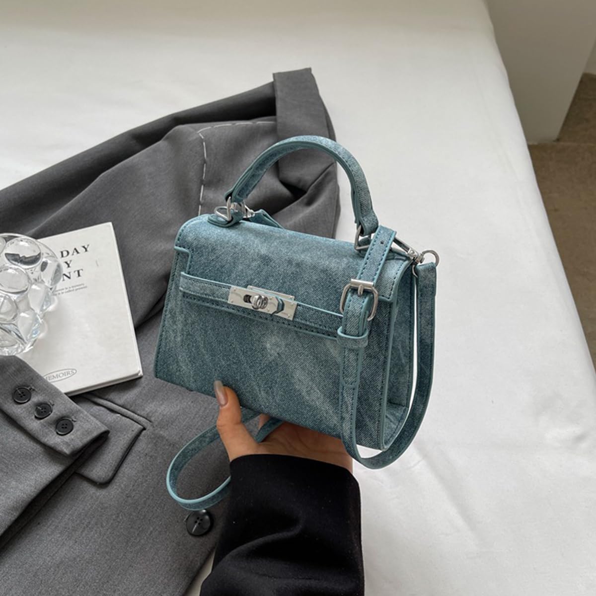 Stylish Women's Designer Small Leather Top Handle Satchel with Detachable Shoulder Strap - Crossbody Bag for Work, Travel & Everyday Use