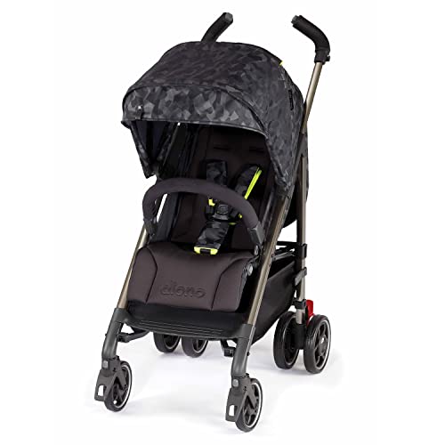 Diono Flexa Luxe Lightweight Umbrella Stroller for Babies & Toddlers - Compact Fold, Car Seat Compatible, Includes Adapters, Large Storage Basket, Black Camo - Perfect for Travel, Shopping & Everyday Use
