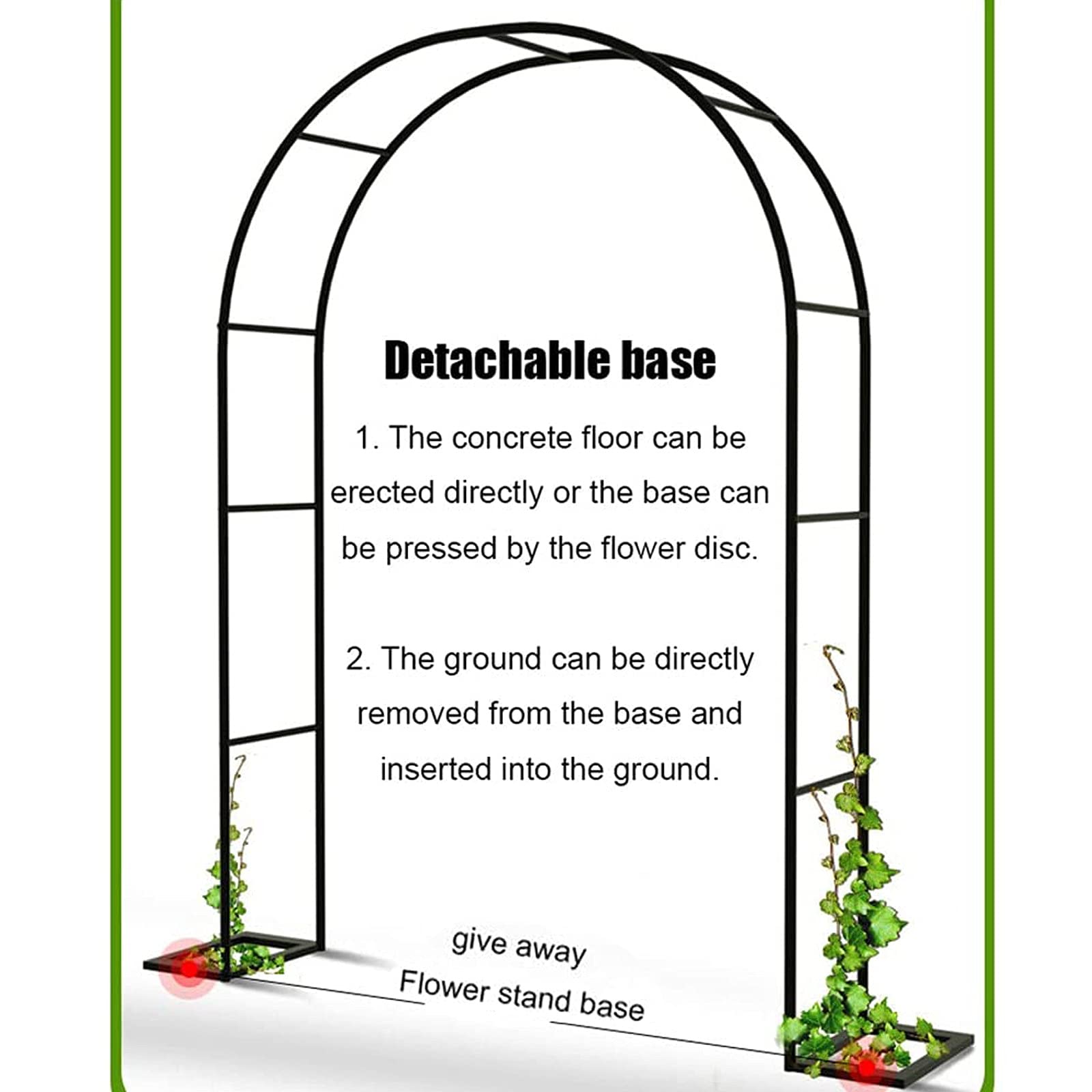 Black Steel Garden Arbor Archway - 370x220cm (146x87in) for Wedding Ceremony, Outdoor Party & Plant Climbing Trellis - Easy Assembly & Durable Decoration for Gardens, Backyards & Patios