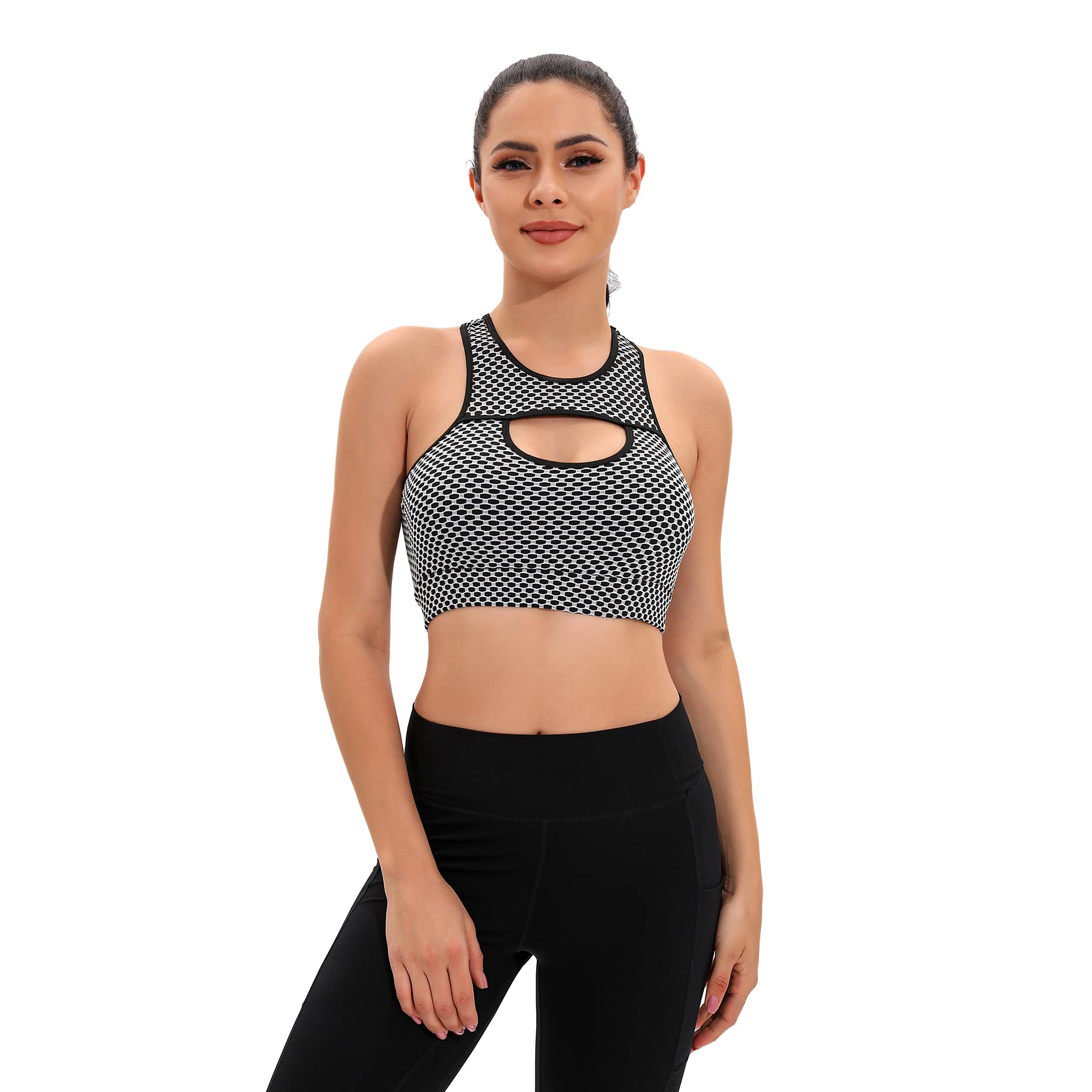 FLORATA Women's High Impact Padded Sports Bra - Racerback Workout Bra for Running, Gym & Activewear - Supportive & Comfortable for High-Intensity Exercise