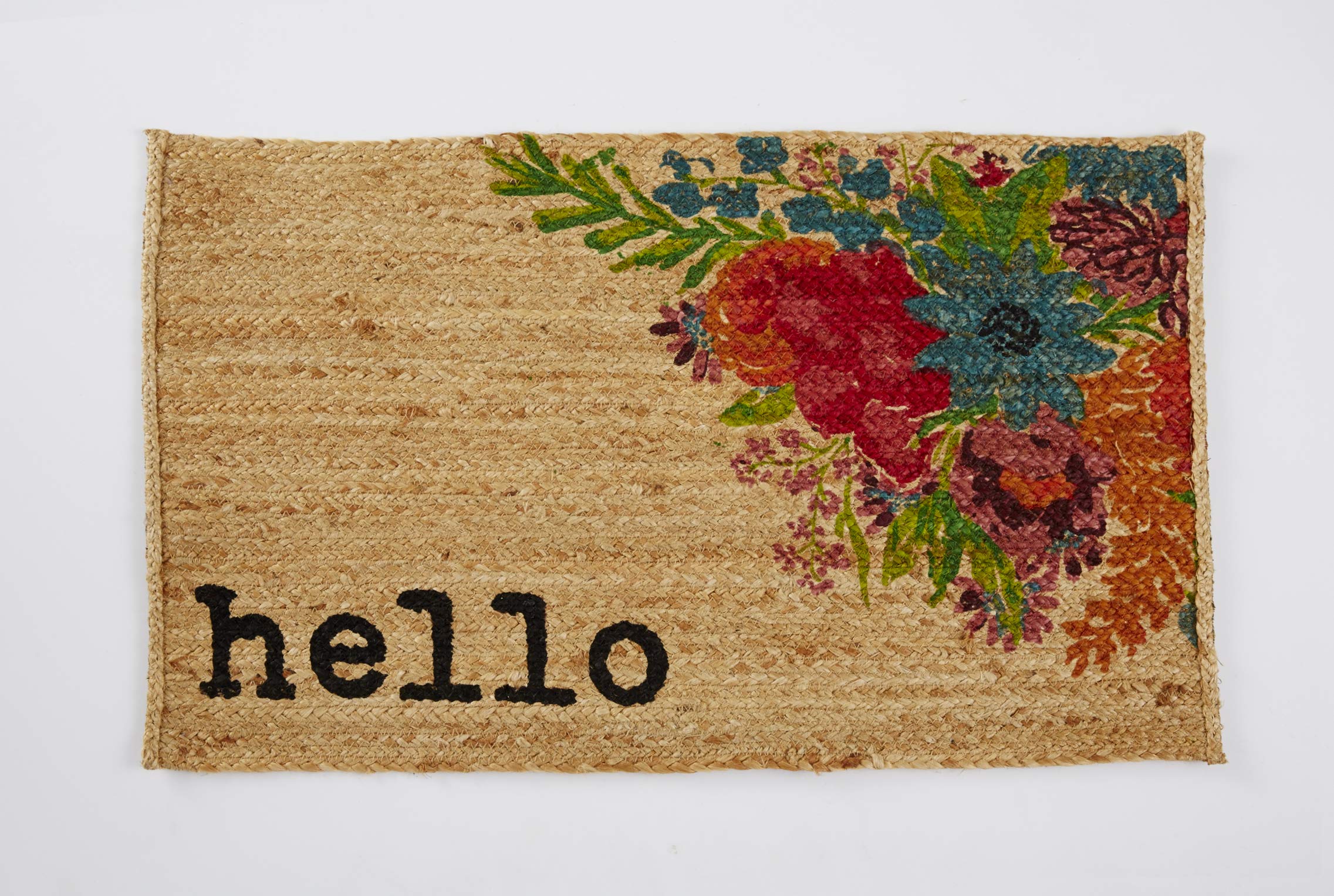 Floral Woven Door Mat - Non-Slip, Durable Indoor/Outdoor Entryway Rug - Perfect for Home, Porch, Patio, and Front Door Decor