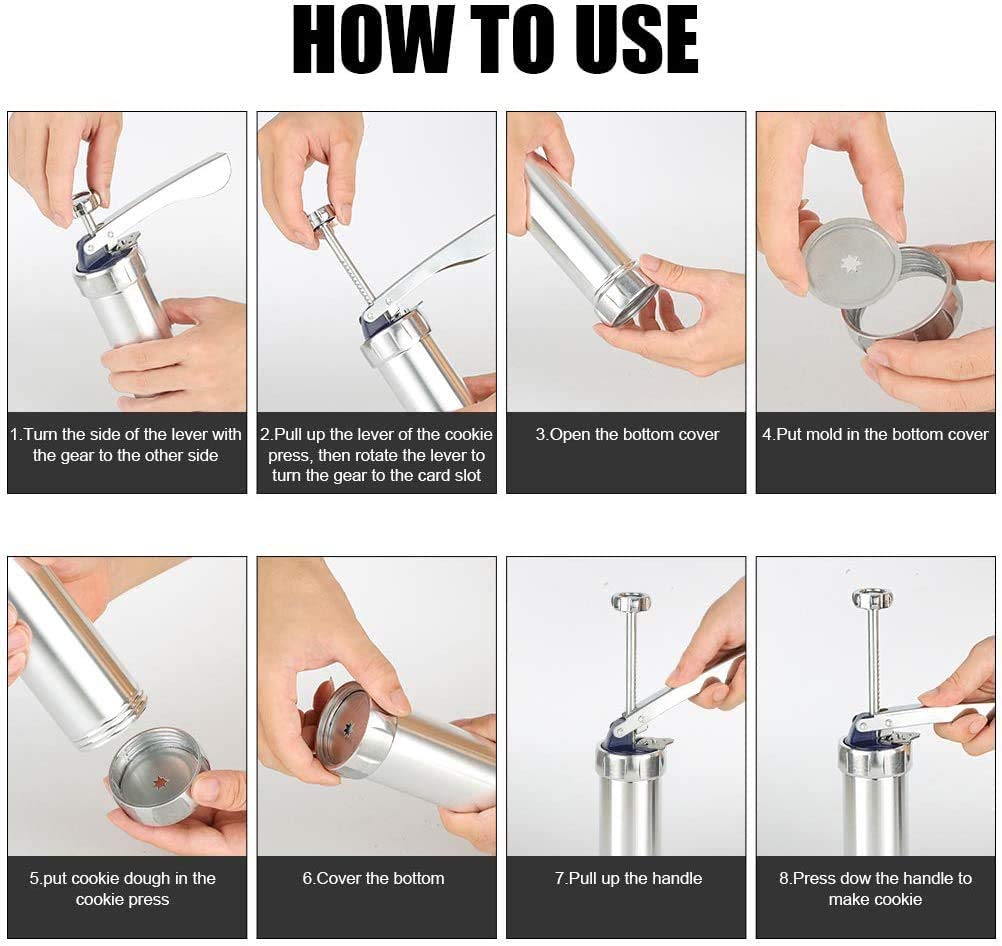 Aluminum Alloy Cookie Press Kit - Stainless Steel Discs & Storage Case Included | Professional Biscuit Maker for Baking, Cake Decorating & Pastry Piping | Perfect for Home Bakers, DIY Cookie Making & Holiday Gift Baking