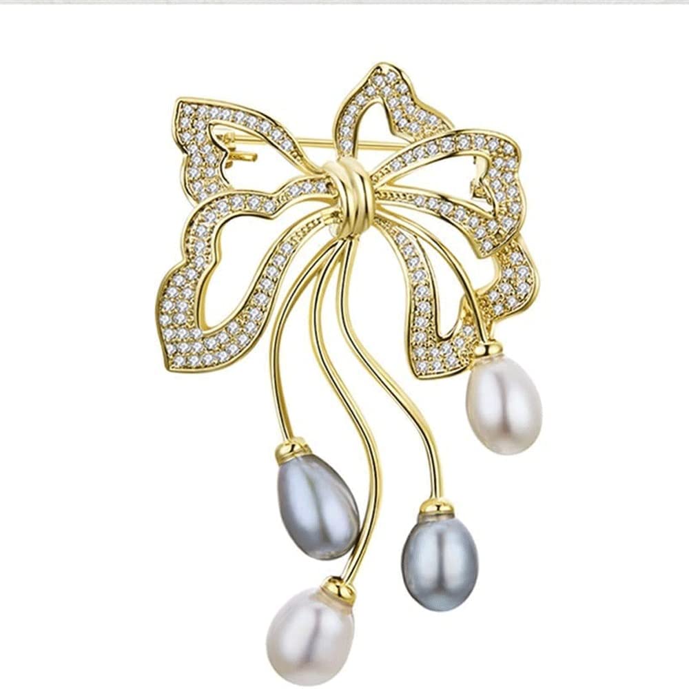 Elegant Bowknot Brooch Pin for Coats & Sweaters - Wild Atmosphere Imitation Pearl Fashion Accessory for Women | Perfect for Weddings, Parties & Office Wear