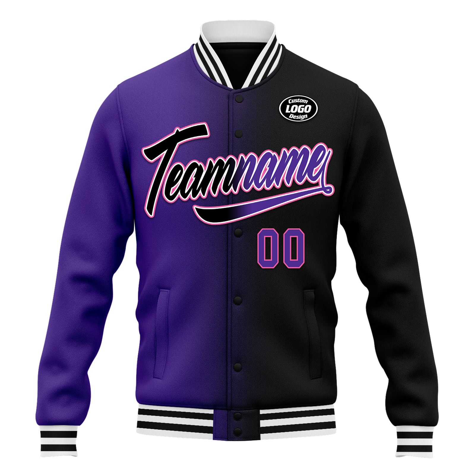 Custom Gradient Bomber Jacket - Personalized Varsity Letterman Jacket with Full Snap Closure | Fashionable & Stylish Outerwear for Men & Women | Perfect for Casual Wear, Street Style & School Events