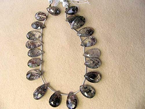 Cacoxenite Quartz Faceted Briolette Beads Strand - 15 Inch Gemstone Beads for Jewelry Making, DIY Necklace, Bracelet & Earrings - Healing Crystal for Spiritual Energy & Chakra Balancing