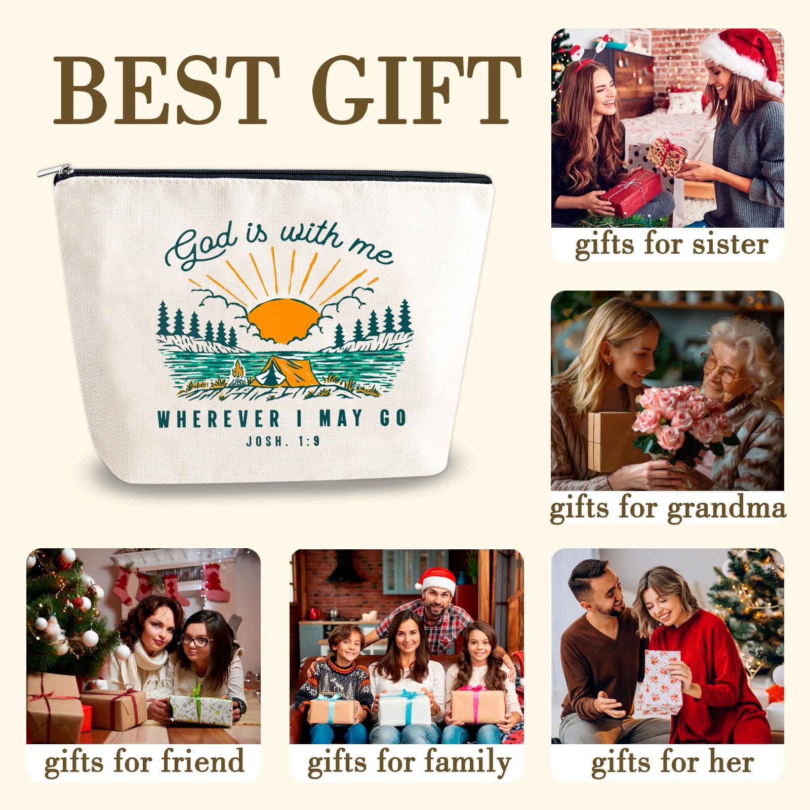 Christian Inspirational Makeup Cosmetic Bag for Women - Religious Bible Verse Gift for Her, Mom, Friends - Perfect for Birthday, Thanksgiving, Mother's Day & Christmas