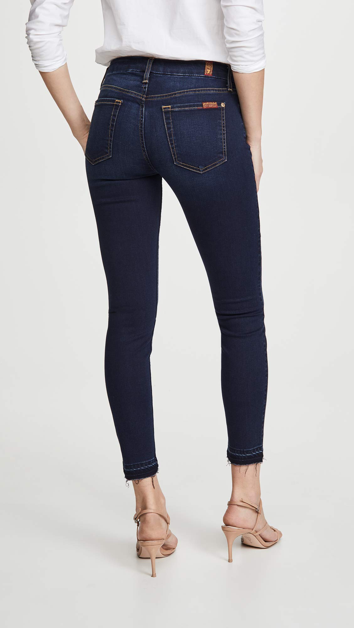 7 For All Mankind Women's Mid Rise Skinny Fit Ankle Jeans - Stretch Denim Pants for Casual Wear & Everyday Outfits | Comfortable Slim Fit Jeans for Work, Date Night and Weekend Style