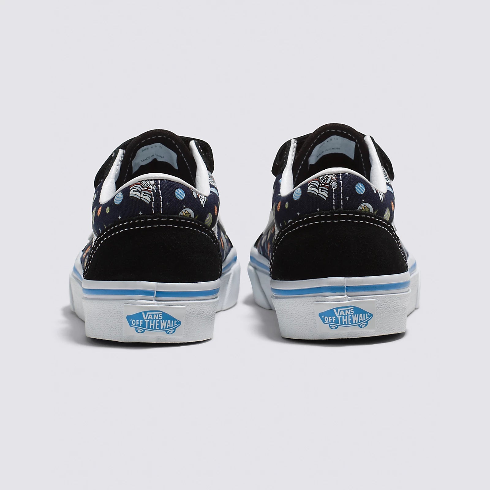 VANS Kids Old Skool V Glow in The Dark Sneakers - Cosmic Zoo Black/Blue - Light Up Shoes for Boys & Girls - Perfect for Nighttime Play & Outdoor Activities