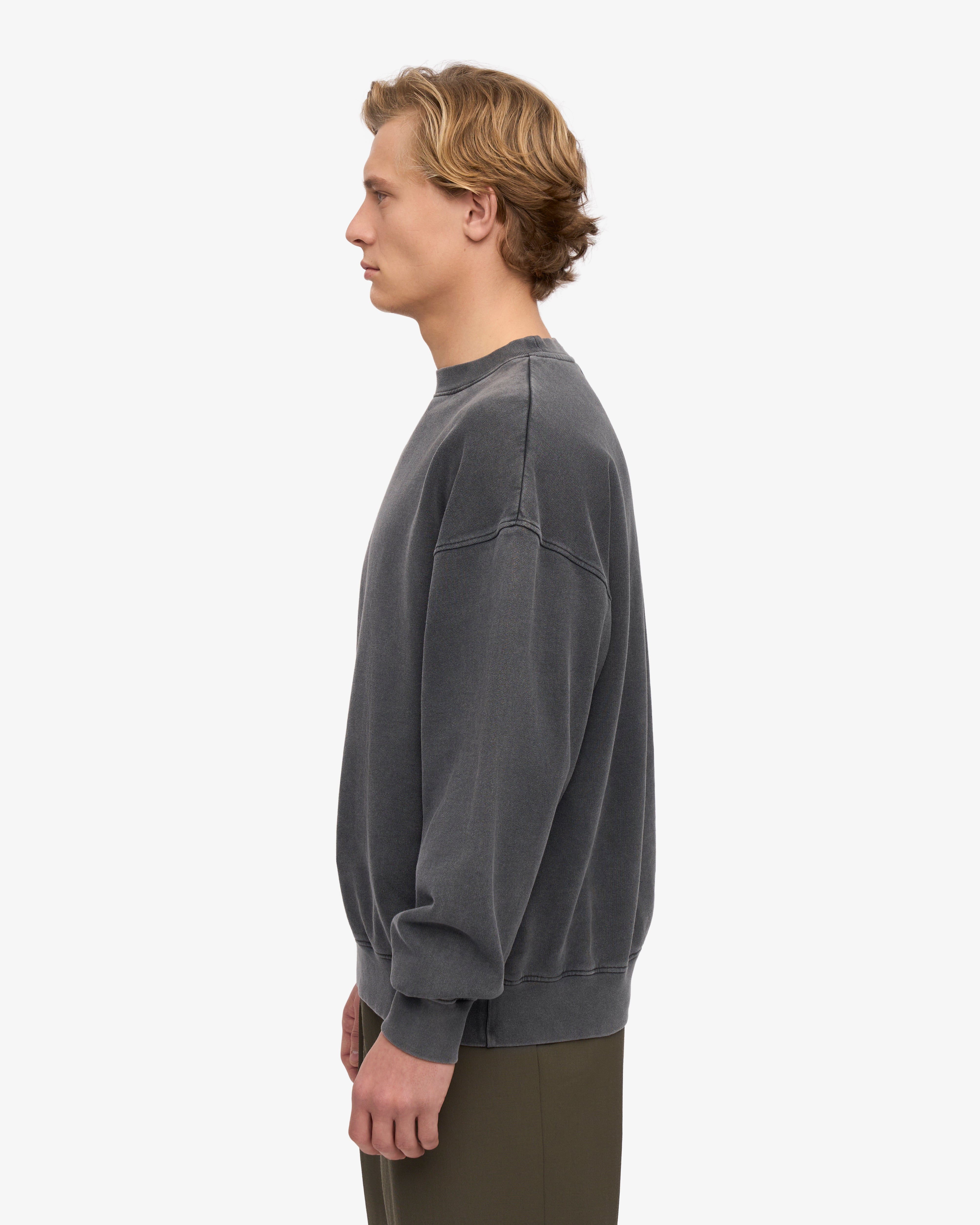 Organic Oversized Crewneck Sweatshirt - Faded Black | Soft & Comfortable Unisex Pullover for Casual Wear, Loungewear & Street Style