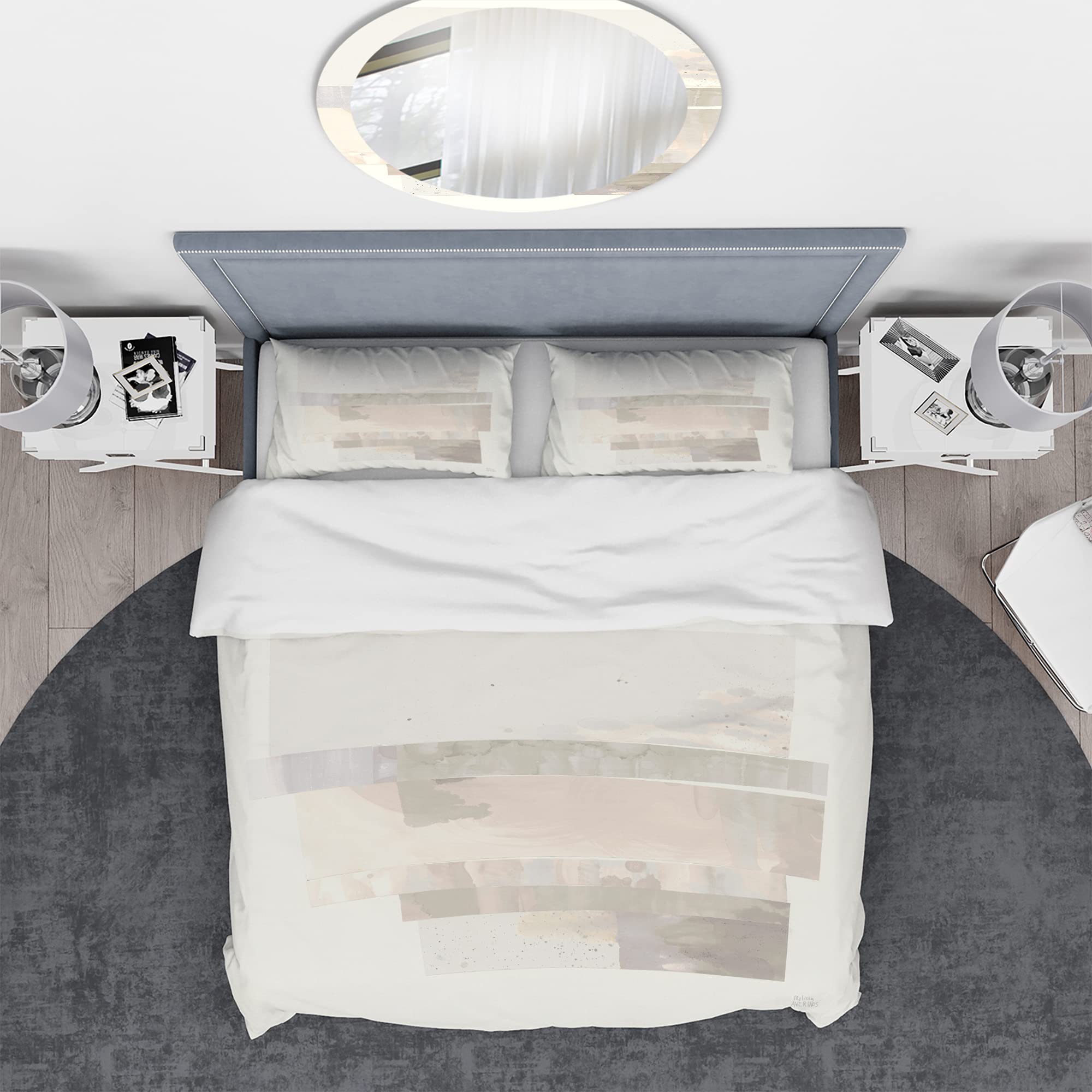 DesignQ Geometric Neutral Shabby Chic Duvet Cover Set - Twin Size Brown Abstract Bedding (3-Piece) | All-Season Comfort for Bohemian & Farmhouse Bedroom Decor