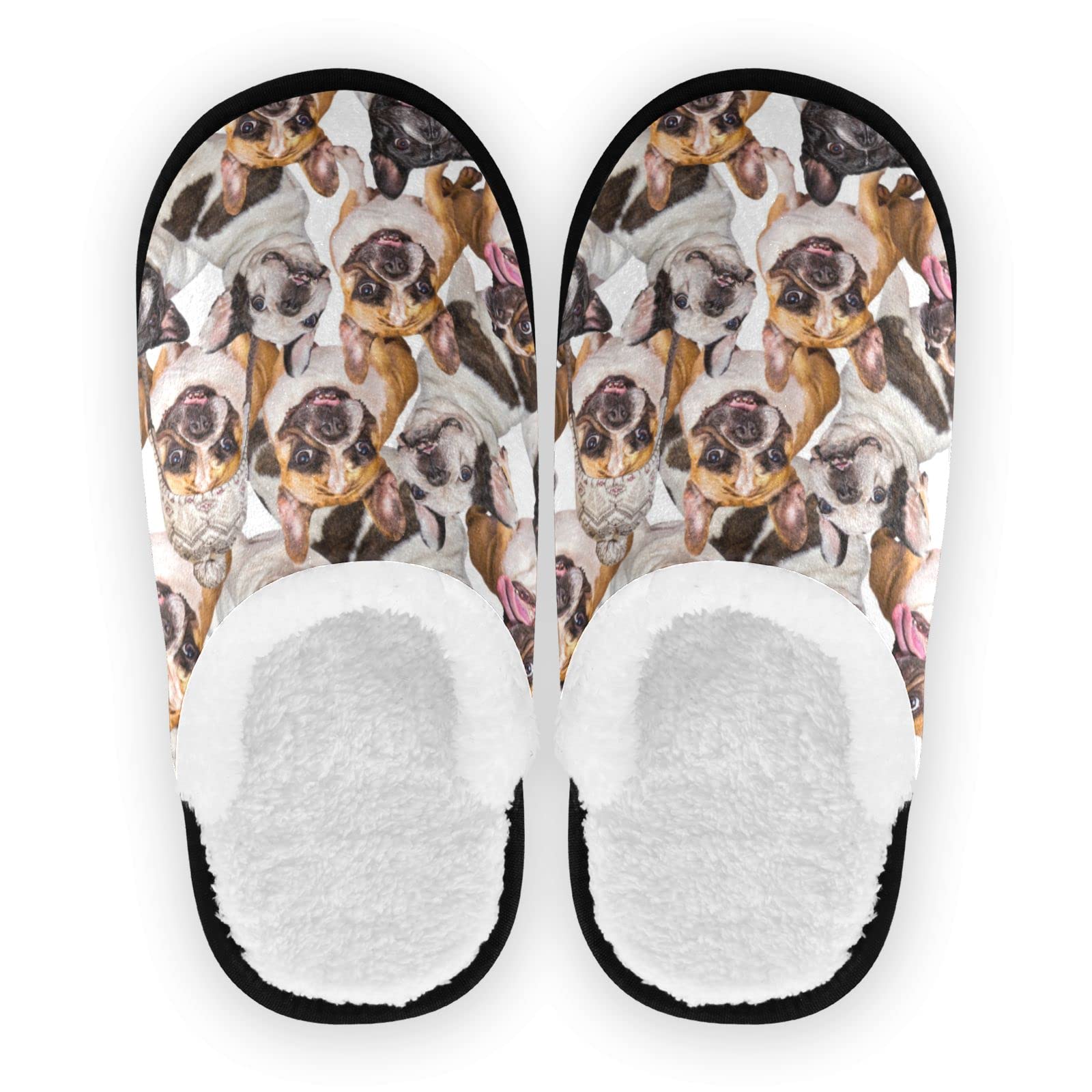 Vozoza French Bulldog Slippers for Women & Men - Memory Foam House Slippers with Non-Slip Sole - Indoor/Outdoor Spa & Travel Slippers for Home, Hotel & Relaxation