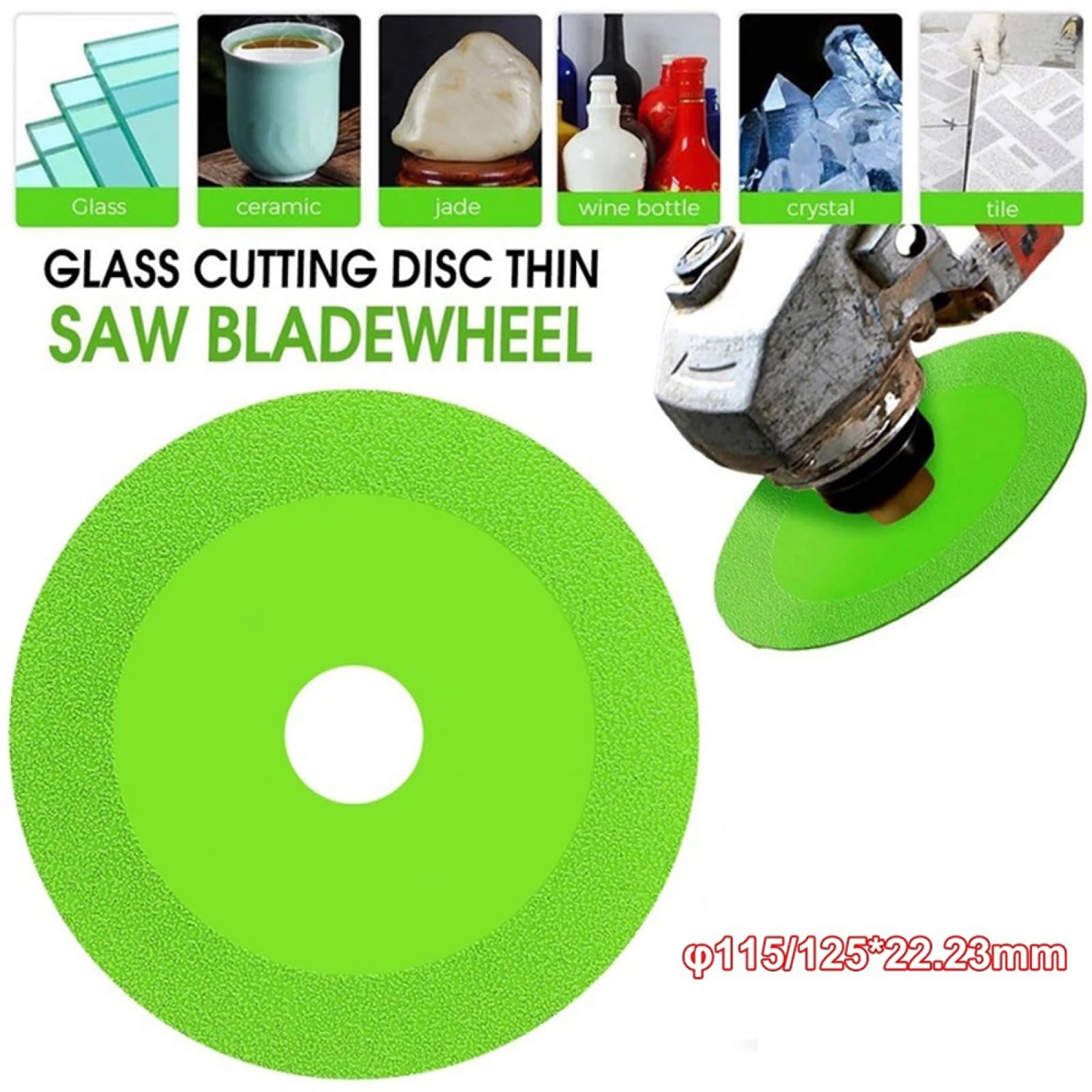 115/125mm Diamond Glass Cutting Disc - Marble, Ceramic Tile, Jade Polishing & Cutting Blade for Angle Grinder - High Precision & Durable Grinder Tool for DIY, Construction & Stone Work