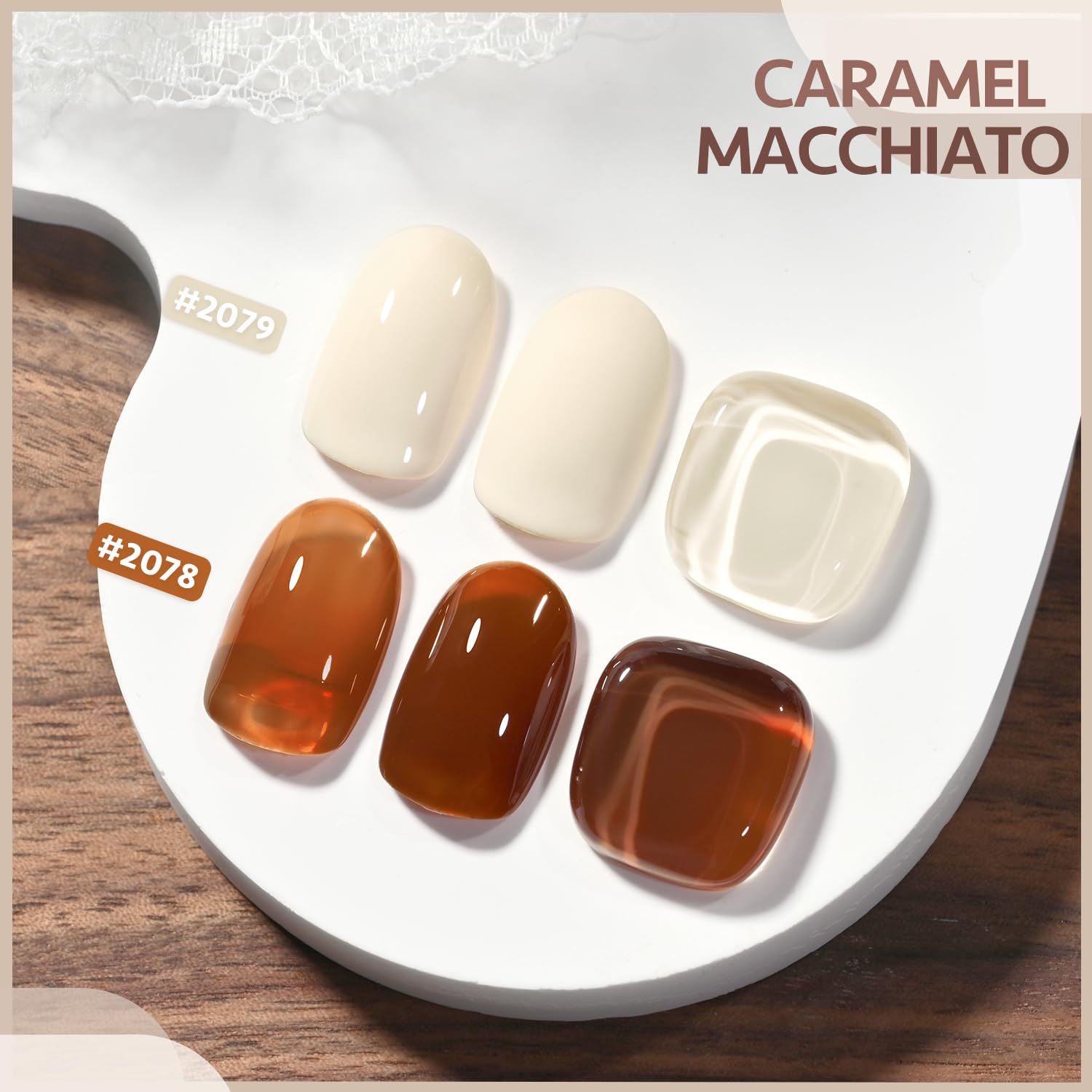 GAOY Gel Nail Polish Set - 16ml 2 Colors (2078 & 2079) Milky Coffee Brown & Caramel Macchiato Soak Off UV Gel for DIY Nail Art & Home Manicure | Perfect for Salon-Quality Nails at Home, Bridal Parties & Special Occasions